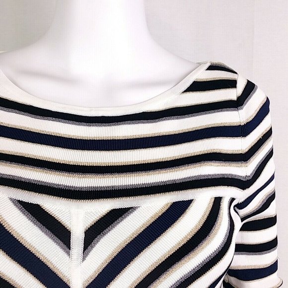 WHITE HOUSE BLACK MARKET Stripe Sweater R45 - Picture 3 of 7